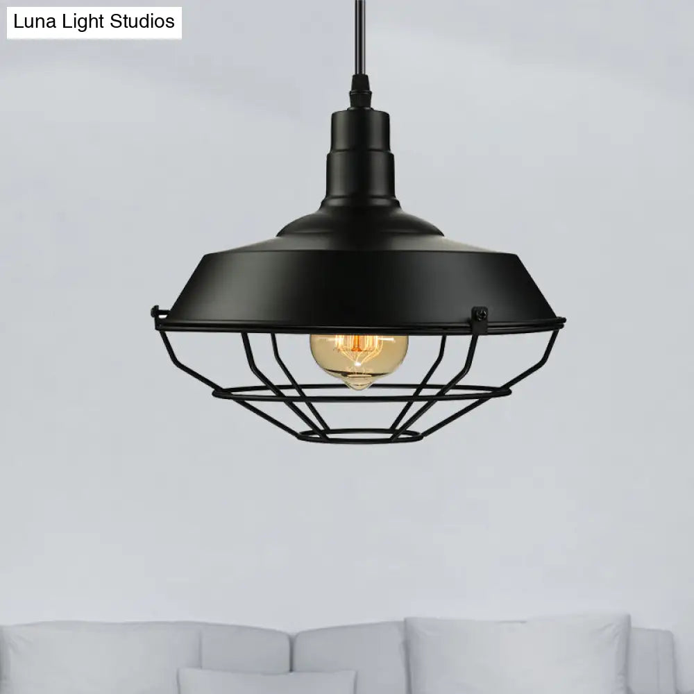 Metal Farmhouse Pendant Light With Barn Shade In Black - 1 Head 3 Sizes Available