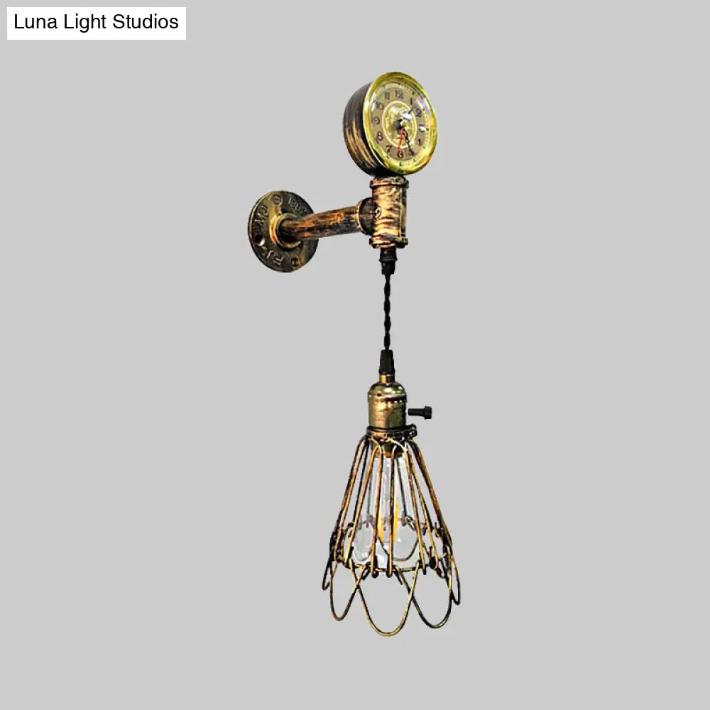 Metal Farmhouse Wall Sconce With Aged Brass Finish And Corridor Gauge