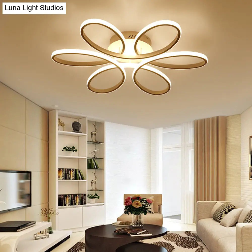 Metal Flower Led Flush Mount Ceiling Light For Living Room - Minimalistic & Semi Design White / 23