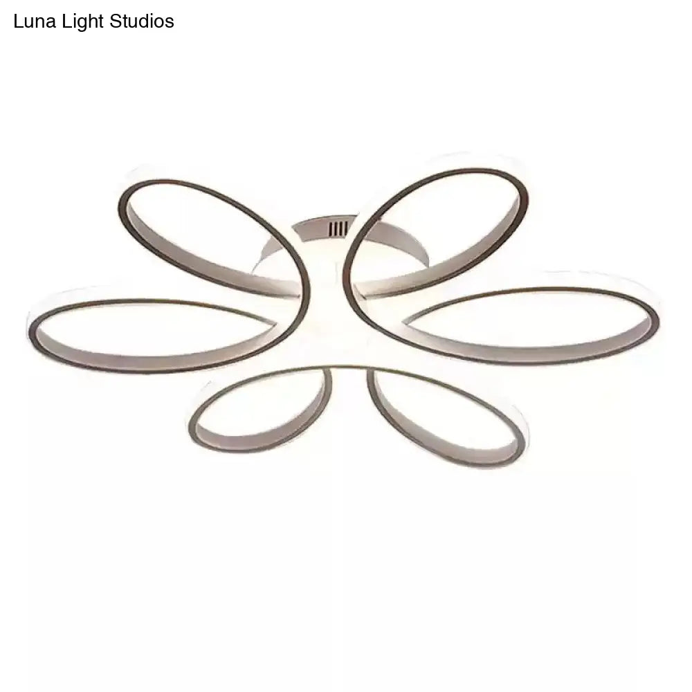 Metal Flower Led Flush Mount Ceiling Light For Living Room - Minimalistic & Semi Design