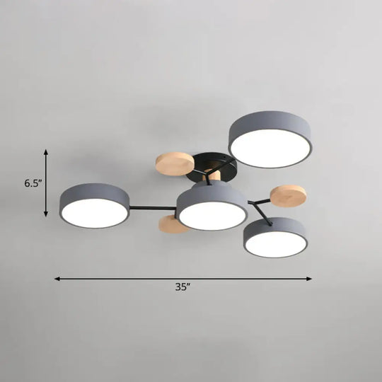 Metal Flush Nordic Led Ceiling Light With Tree Branch Design - Ideal For Bedroom 4 / Grey White