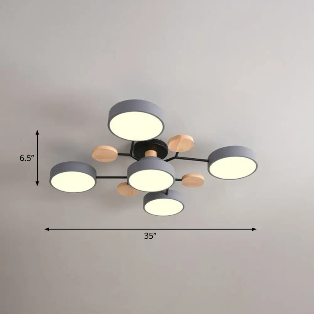 Metal Flush Nordic Led Ceiling Light With Tree Branch Design - Ideal For Bedroom 5 / Grey Third Gear