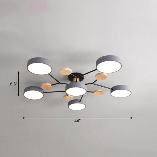 Metal Flush Nordic Led Ceiling Light With Tree Branch Design - Ideal For Bedroom 6 / Grey White