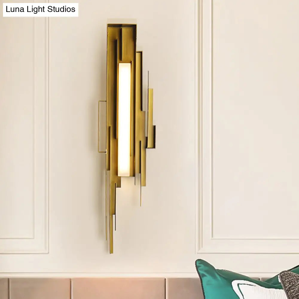 Metal Geometric Wall Mount Led Gold Sconce For Living Room Lighting