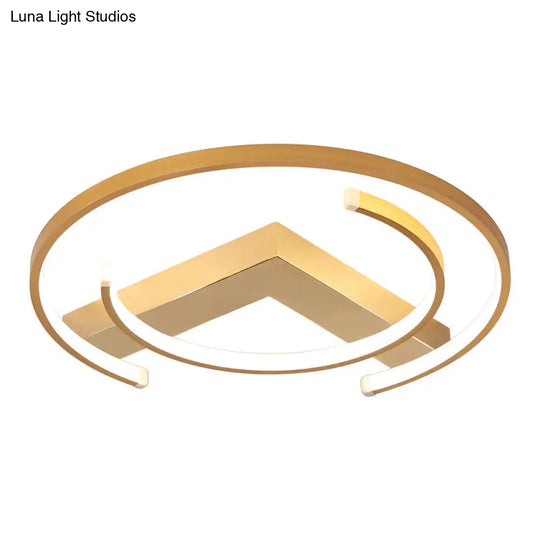 Metal Gold Flush Mount Ceiling Lamp - C-Shaped Design Led Bedroom Lighting 16’/19.5’ Wide