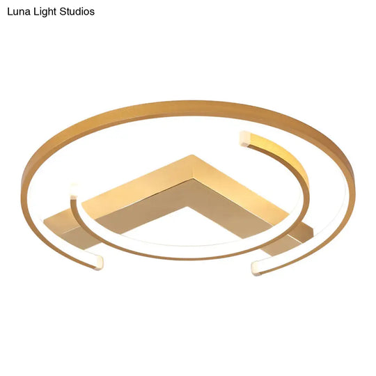 Metal Gold Flush Mount Ceiling Lamp - C-Shaped Design Led Bedroom Lighting 16/19.5 Wide