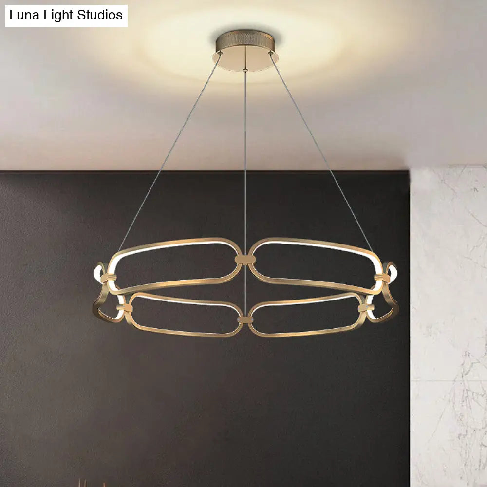 Stylish Gold Metal Led Pendant Light - 1/2-Tiered Wristlet Chandelier Small/Large Sizes / 1 Tier