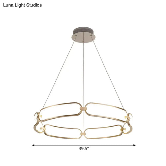 Metal Gold Led Pendant Light - 1/2-Tiered Wristlet Shaped Chandelier Simple & Stylish Small/Large