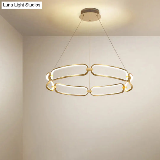 Metal Gold Led Pendant Light - 1/2-Tiered Wristlet Shaped Chandelier Simple & Stylish Small/Large