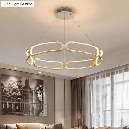 Stylish Gold Metal Led Pendant Light - 1/2-Tiered Wristlet Chandelier Small/Large Sizes