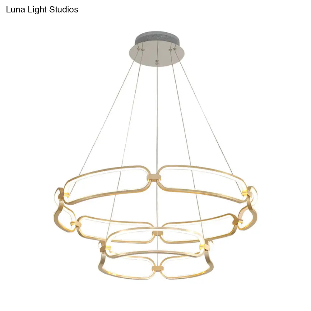 Metal Gold Led Pendant Light - 1/2-Tiered Wristlet Shaped Chandelier Simple & Stylish Small/Large