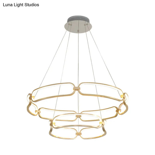 Metal Gold Led Pendant Light - 1/2-Tiered Wristlet Shaped Chandelier Simple & Stylish Small/Large