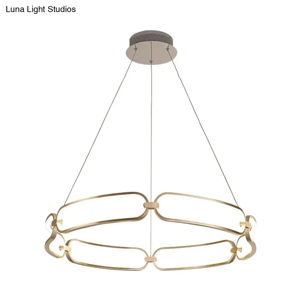 Stylish Gold Metal Led Pendant Light - 1/2-Tiered Wristlet Chandelier Small/Large Sizes