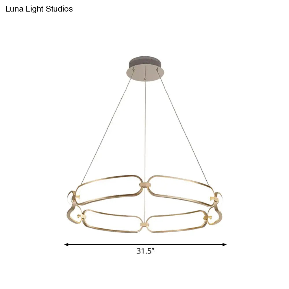 Metal Gold Led Pendant Light - 1/2-Tiered Wristlet Shaped Chandelier Simple & Stylish Small/Large