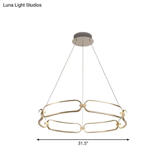 Metal Gold Led Pendant Light - 1/2-Tiered Wristlet Shaped Chandelier Simple & Stylish Small/Large