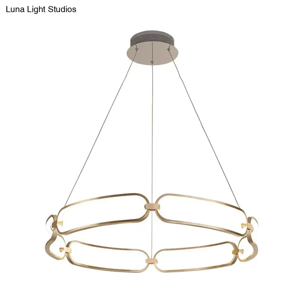 Metal Gold Led Pendant Light - 1/2-Tiered Wristlet Shaped Chandelier Simple & Stylish Small/Large