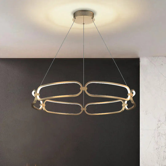 Metal Gold Led Pendant Light - 1/2-Tiered Wristlet Shaped Chandelier Simple & Stylish Small/Large /