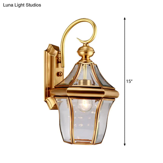 Metal Gold Wall Sconce Lantern - Traditional 1-Light Fixture For Living Room