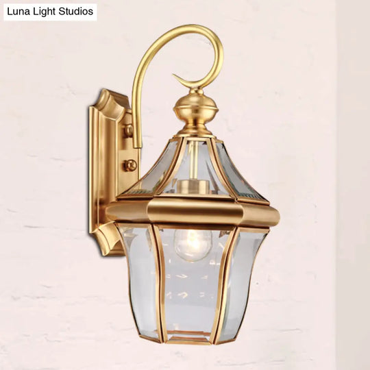 Metal Gold Wall Sconce Lantern - Traditional 1-Light Fixture For Living Room