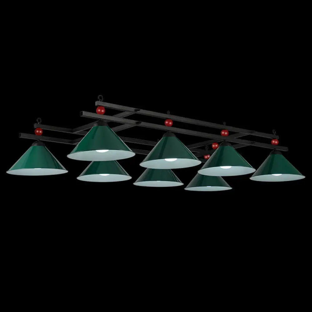 Metal Hanging Island Light - Industrial Billiard Club Pendant 8 / Green