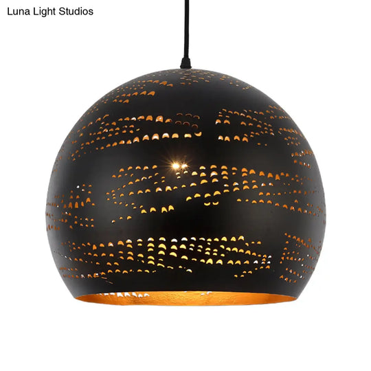 Metal Hanging Lamp: Art Deco Black Globe Pendant Light For Dining Room Ceiling