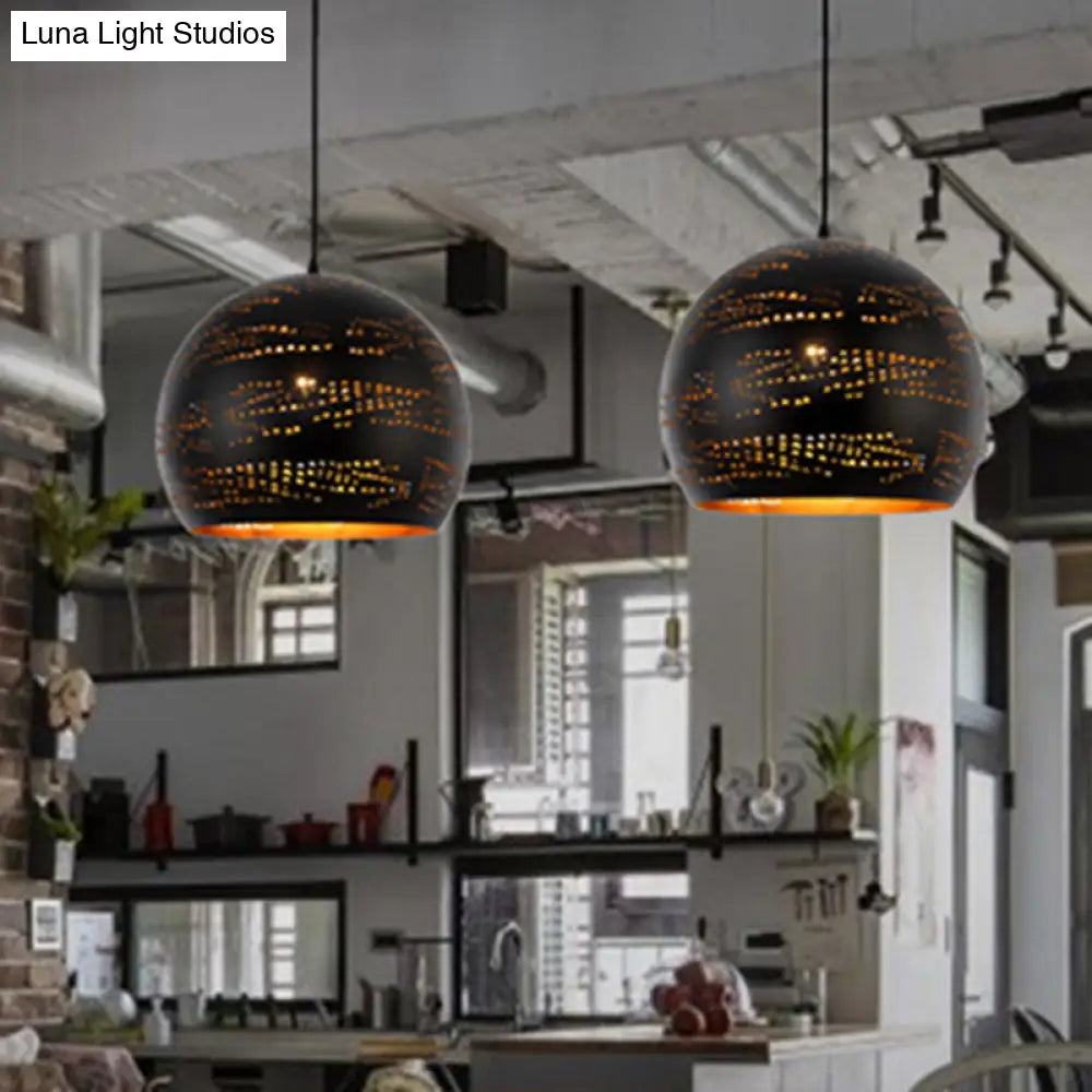 Metal Hanging Lamp: Art Deco Black Globe Pendant Light For Dining Room Ceiling