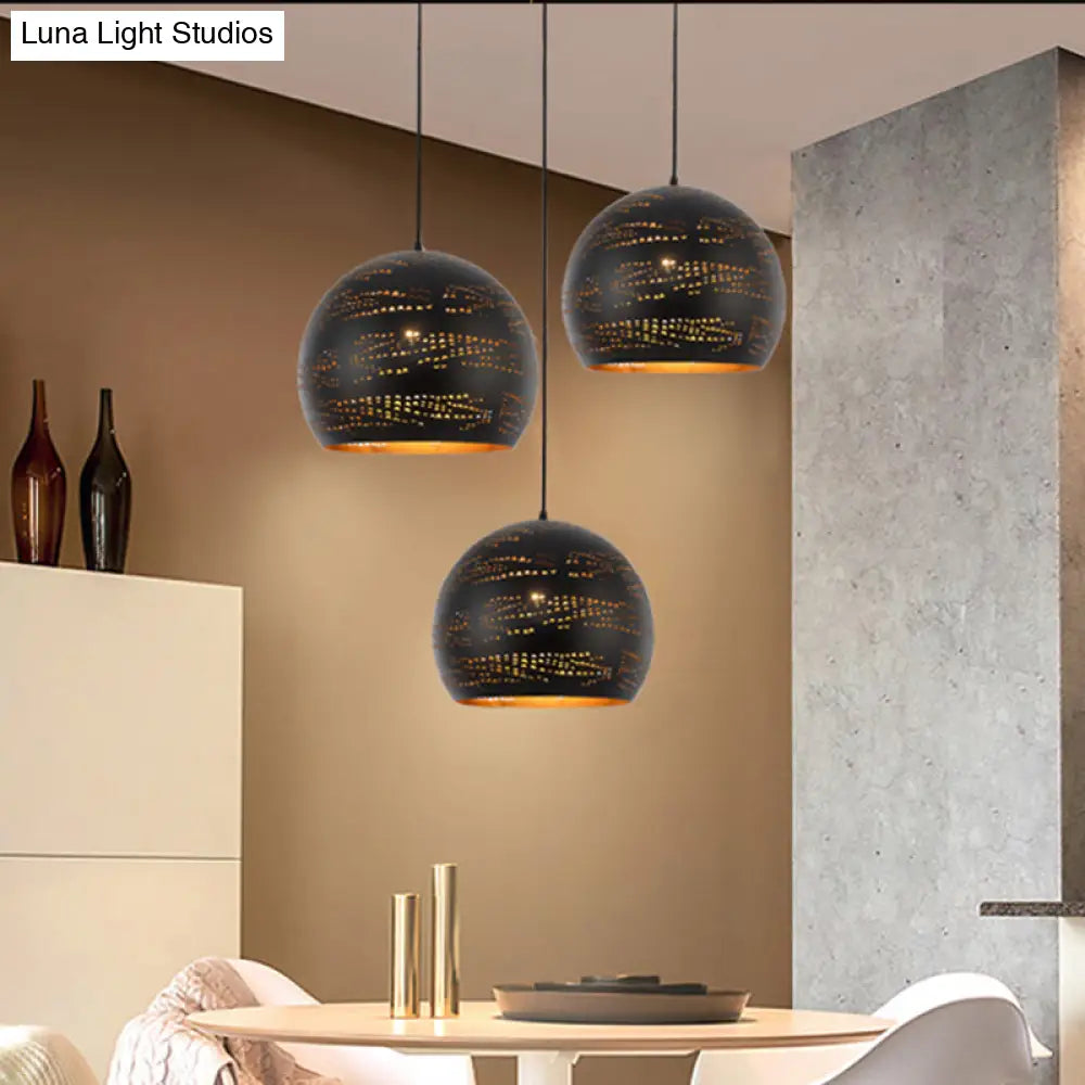 Metal Hanging Lamp: Art Deco Black Globe Pendant Light For Dining Room Ceiling