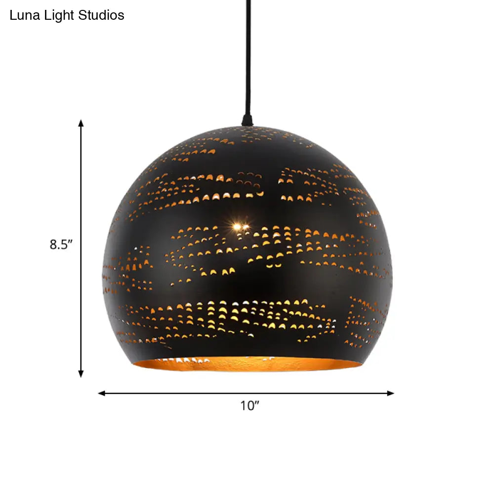 Metal Hanging Lamp: Art Deco Black Globe Pendant Light For Dining Room Ceiling