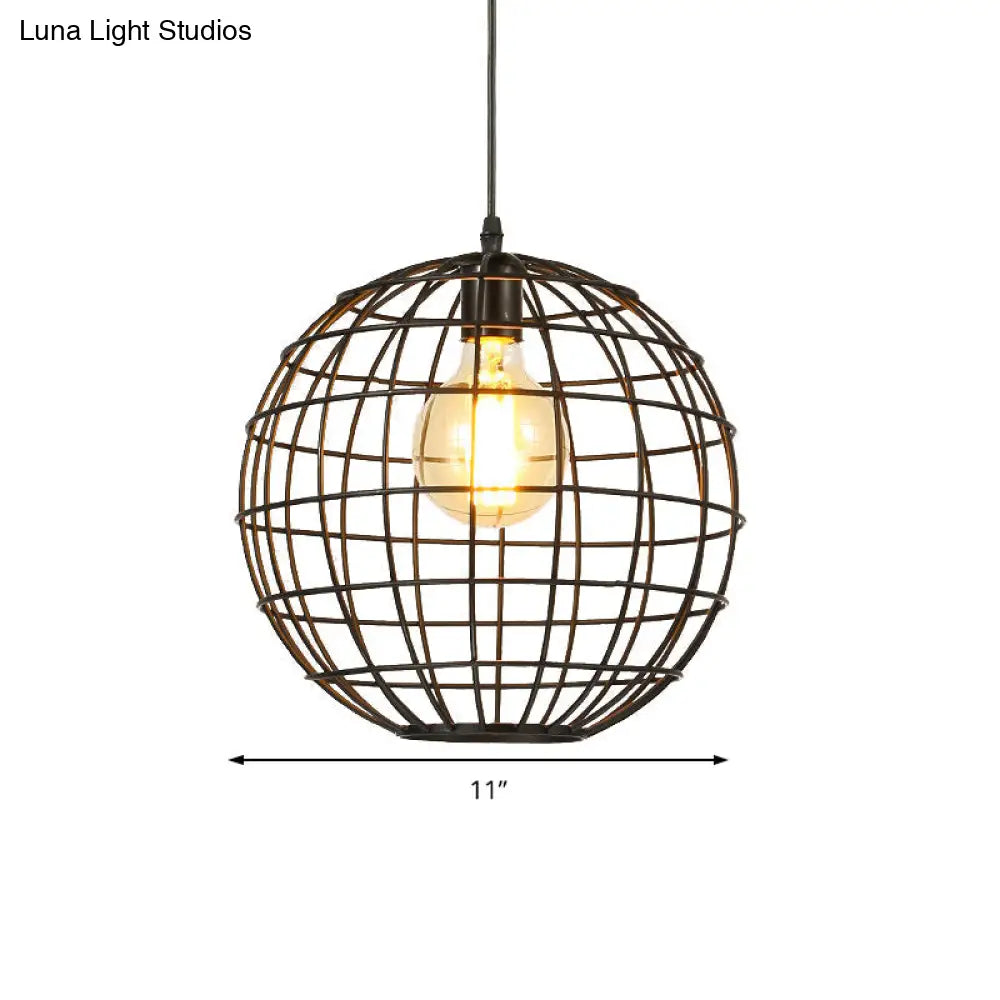 Industrial Metal Pendant Light With Globe Shade Ideal For Living Room Ceiling Lighting
