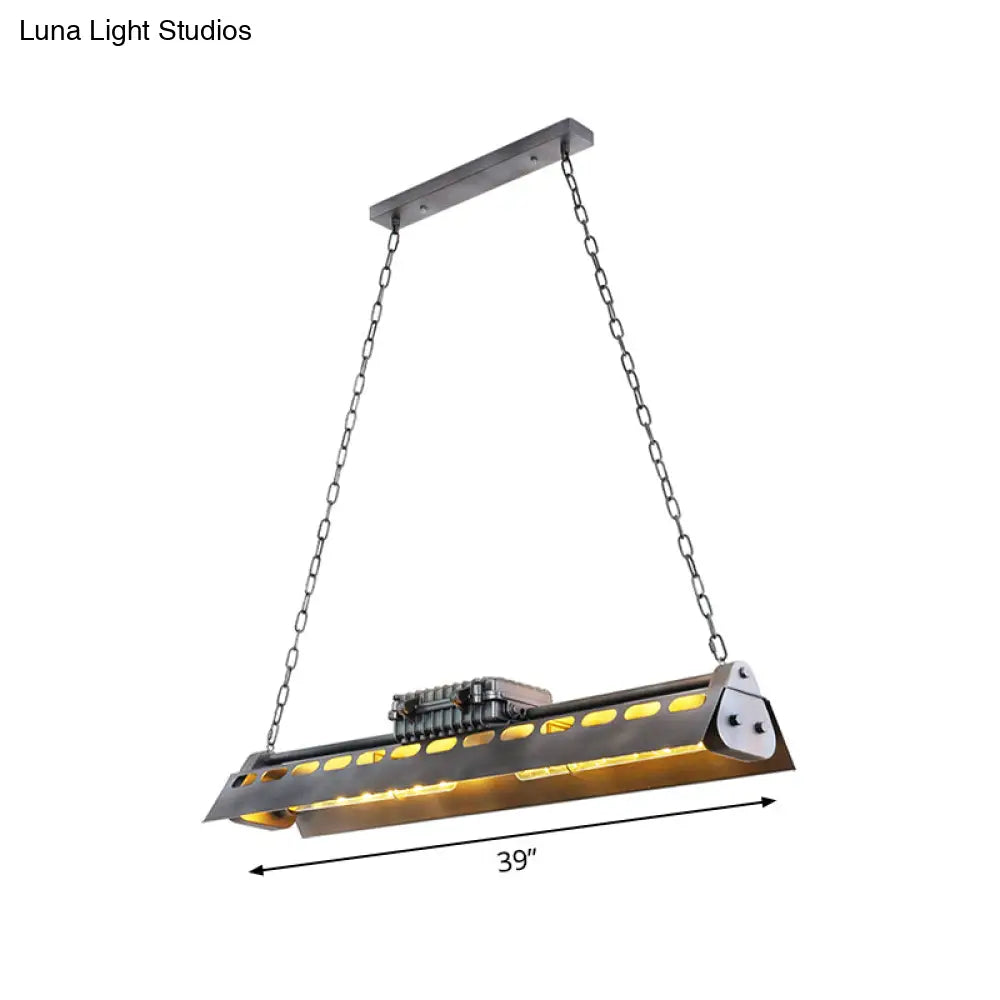 Metal Island Lighting Fixture - Triangular Loft Style 1 Head Restaurant Billiard Lamp