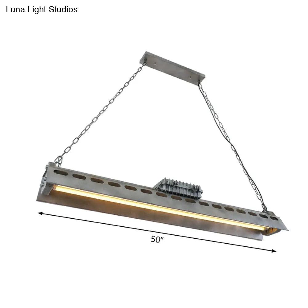 Metal Island Lighting Fixture - Triangular Loft Style 1 Head Restaurant Billiard Lamp