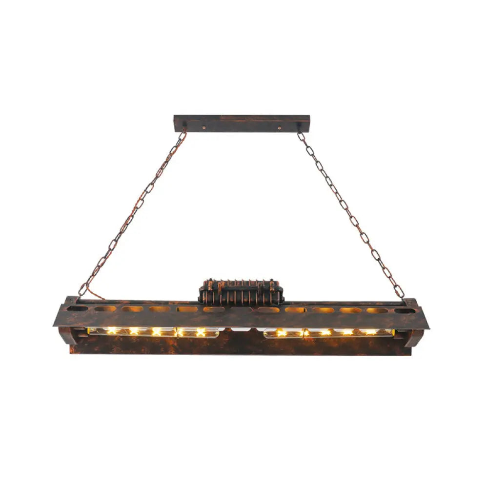 Metal Island Lighting Fixture - Triangular Loft Style 1 Head Restaurant Billiard Lamp Rust