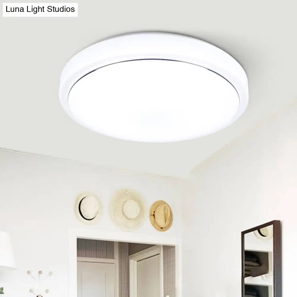 Metal Led Ceiling Light Fixture With Acrylic Shade For Hallway - Warm/White 7.5/9/12 Dia Silver /