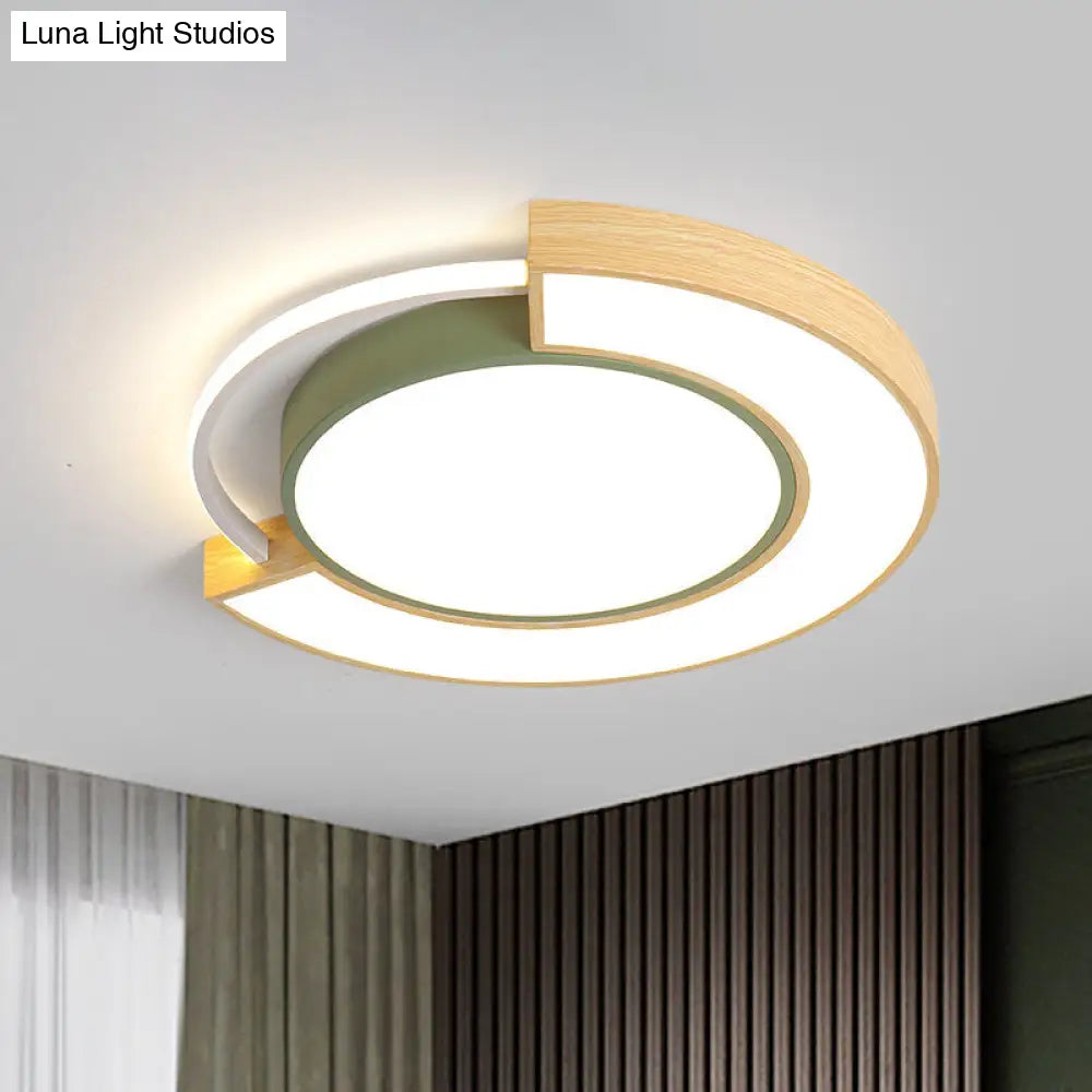 Metal Led Ceiling Light In Macaron Grey/Green With Warm/White - 16.5/20.5 Width Green / 16.5 Warm