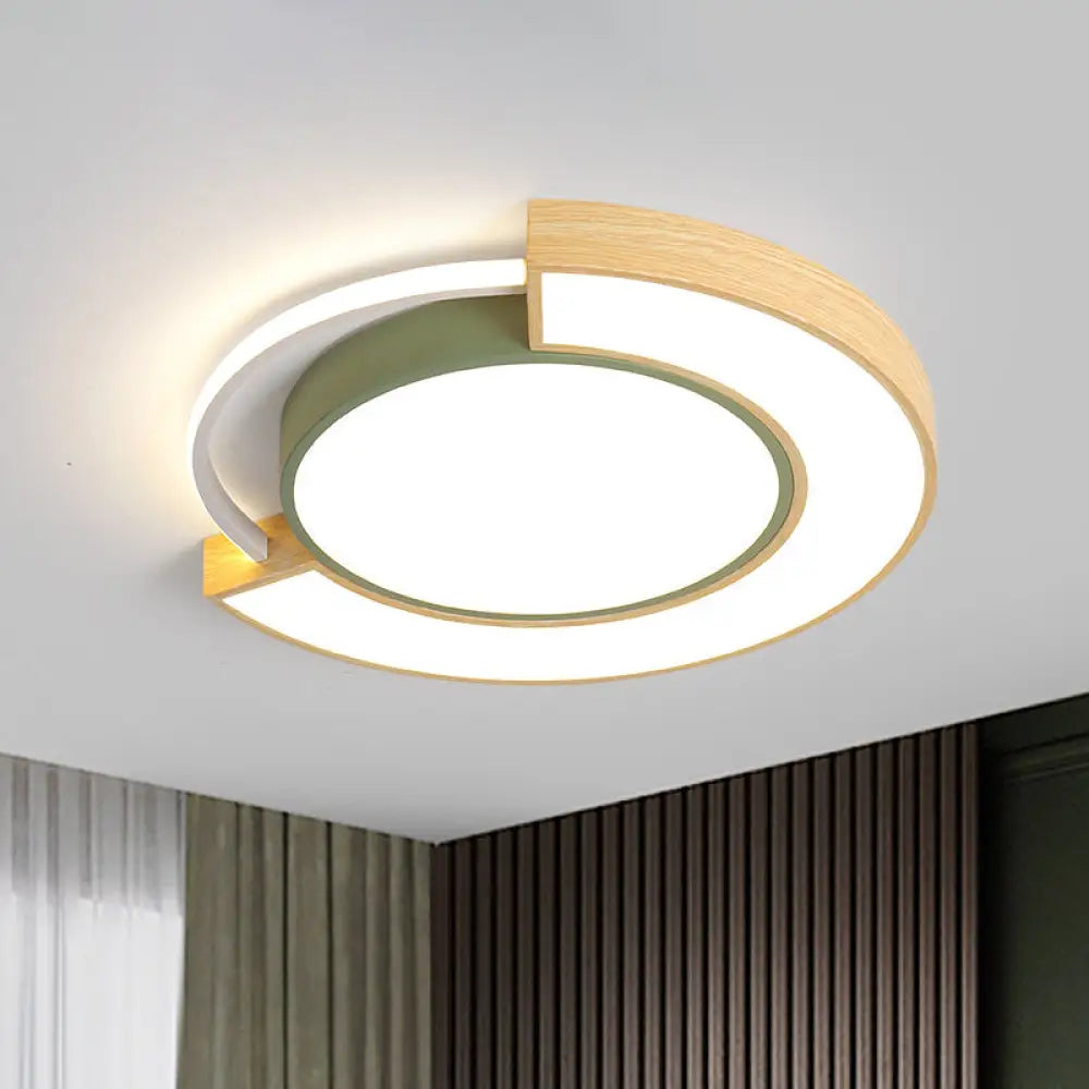 Metal Led Ceiling Light In Macaron Grey/Green With Warm/White - 16.5’/20.5’ Width Green / 16.5’ Warm