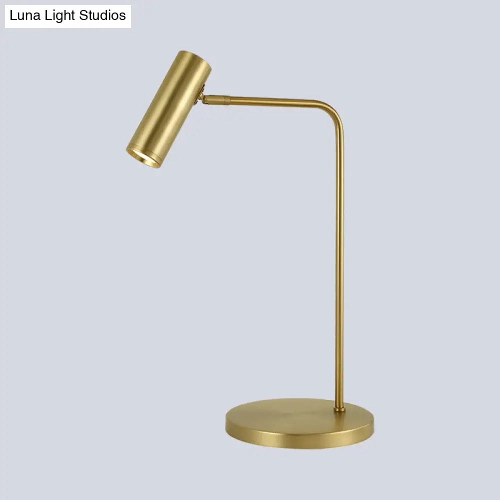 Metal Led Gold Tube Nightstand Lamp For Living Room: Simplistic Lighting Solution