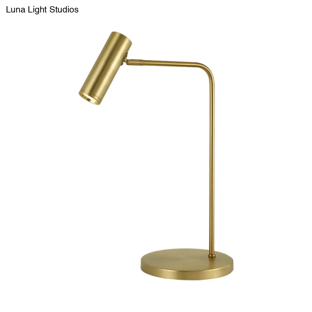 Metal Led Gold Tube Nightstand Lamp For Living Room: Simplistic Lighting Solution