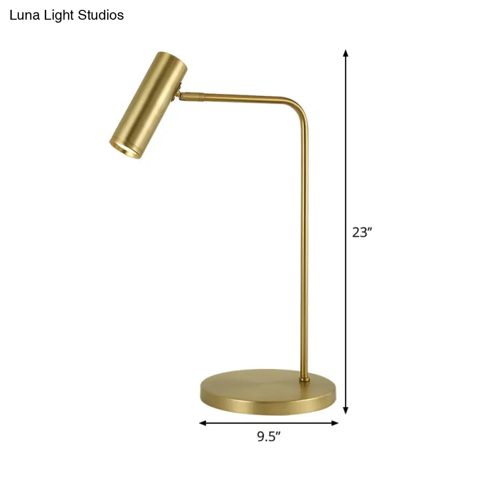 Metal Led Gold Tube Nightstand Lamp For Living Room: Simplistic Lighting Solution