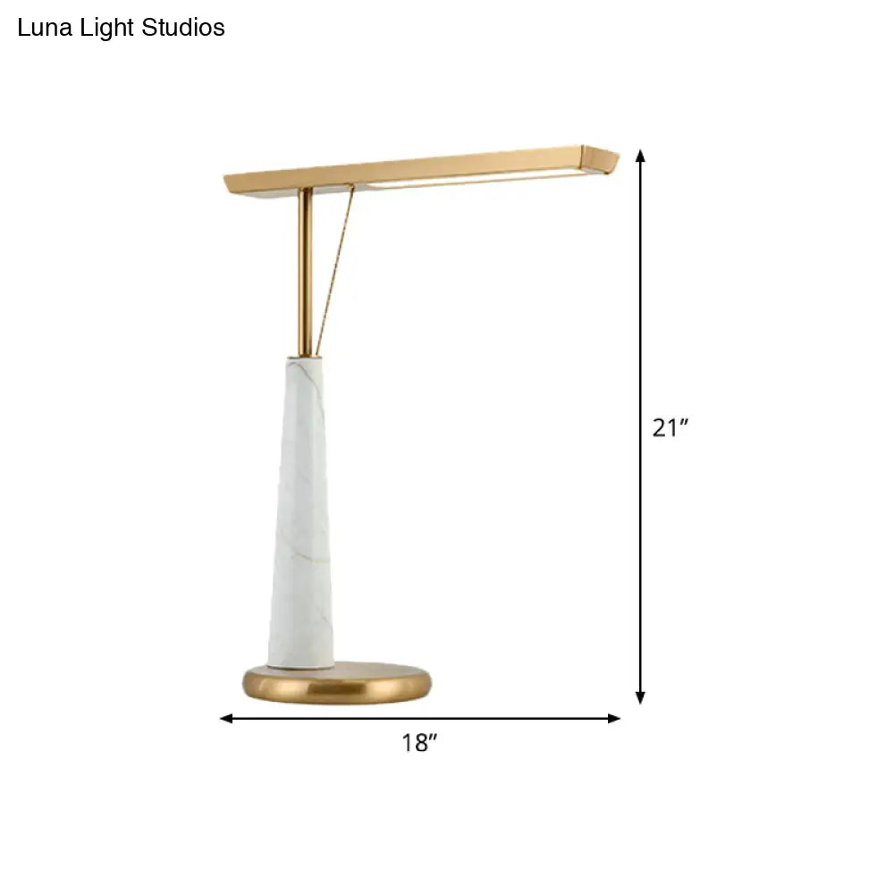 Metal Led Nightstand Lamp - Elegant Brass Marble Design For Study Room