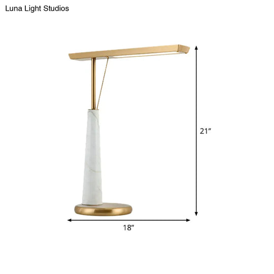 Metal Led Nightstand Lamp - Elegant Brass Marble Design For Study Room