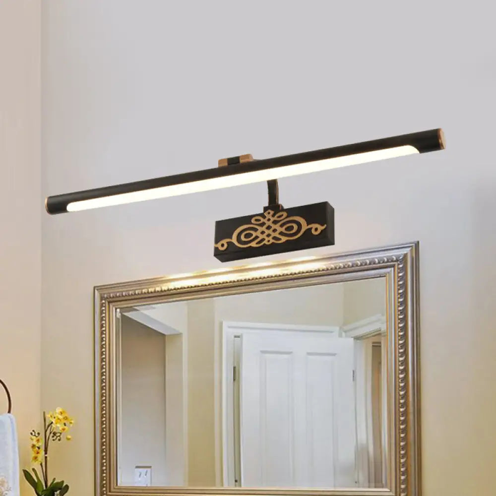 Metal Led Vanity Light Fixture In White/Warm/Natural - Black Elongated Sconce Lamp 16/20/24 L / 16