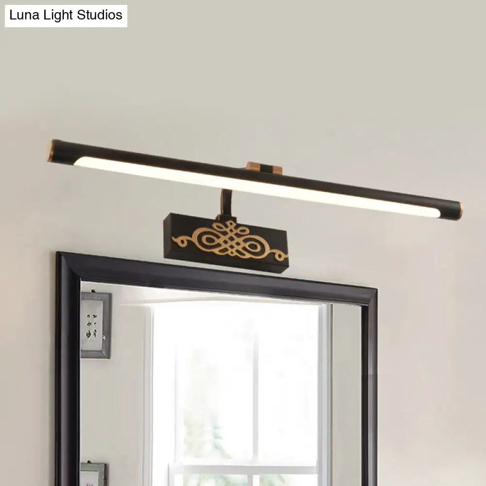 Metal Led Vanity Light Fixture In White/Warm/Natural - Black Elongated Sconce Lamp 16/20/24 L