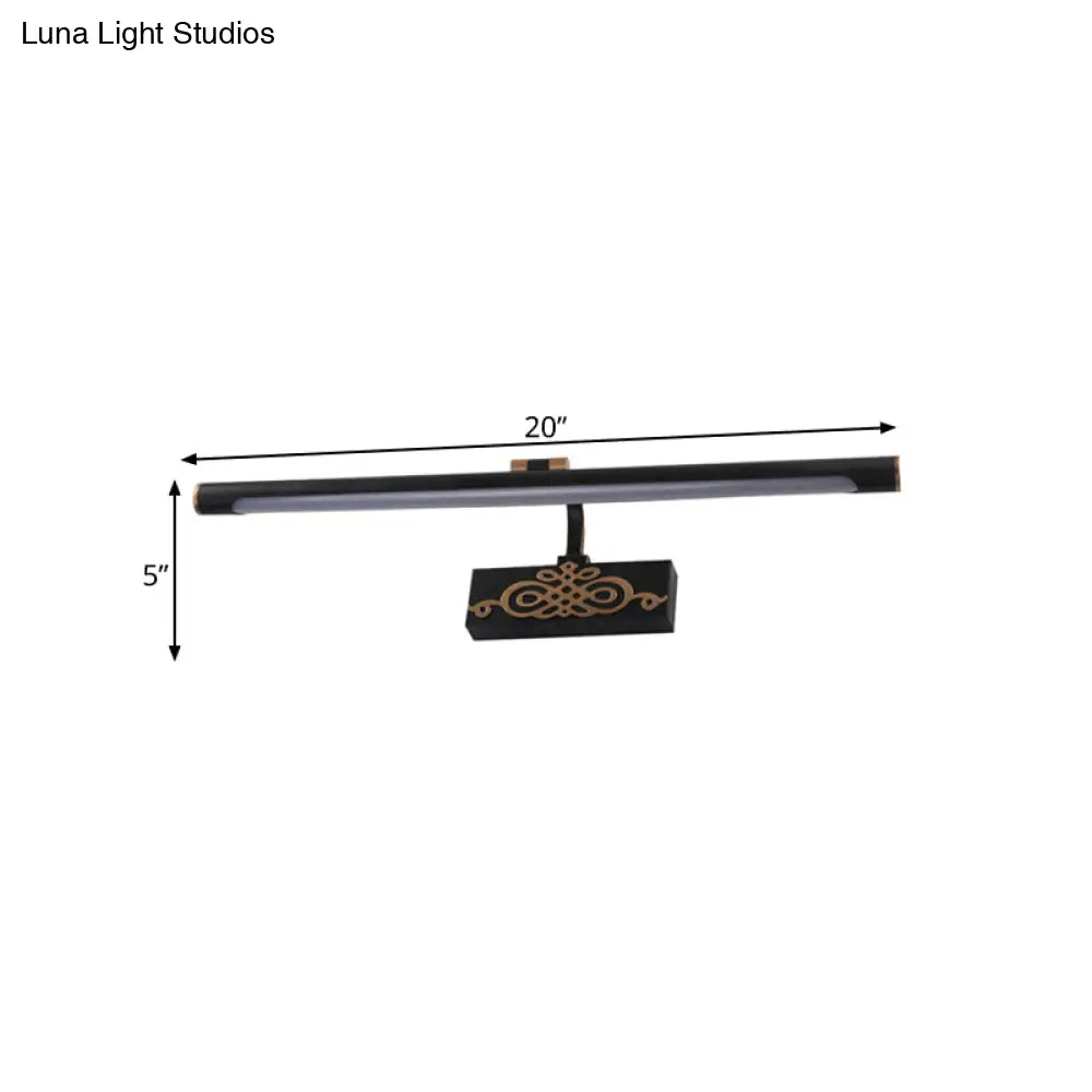 Metal Led Vanity Light Fixture In White/Warm/Natural - Black Elongated Sconce Lamp 16/20/24 L