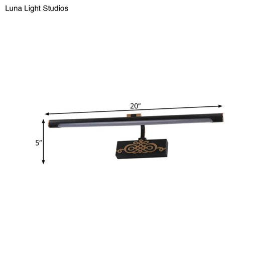 Metal Led Vanity Light Fixture In White/Warm/Natural - Black Elongated Sconce Lamp 16/20/24 L