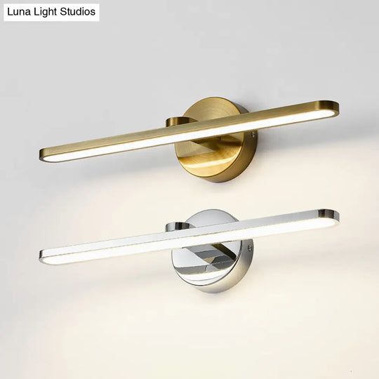 Metal Led Wall Light For Bath With Simple Style And Elliptical Sconce Fixture