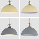 Metal Macaron Dome Pendant Light With Brass Ring Deco - Hanging Pendulum For Restaurants Yellow / 12