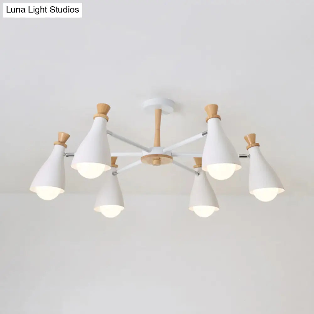 Metal Macaron Loft Candy Colored Pendant Light: Living Room Half-Bottle Chandelier - 6/8 Heads In