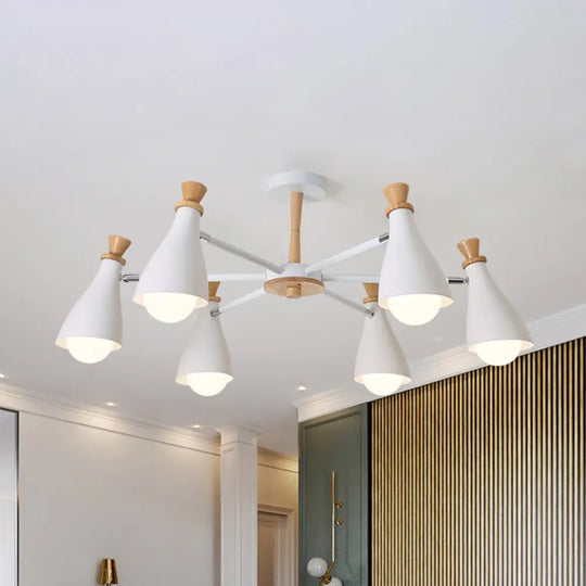 Metal Macaron Loft Candy Colored Pendant Light: Living Room Half-Bottle Chandelier - 6/8 Heads In