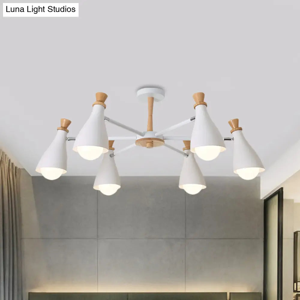 Metal Macaron Loft Candy Colored Pendant Light: Living Room Half-Bottle Chandelier - 6/8 Heads In