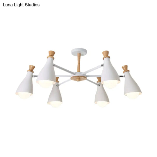 Metal Macaron Loft Candy Colored Pendant Light: Living Room Half-Bottle Chandelier - 6/8 Heads In